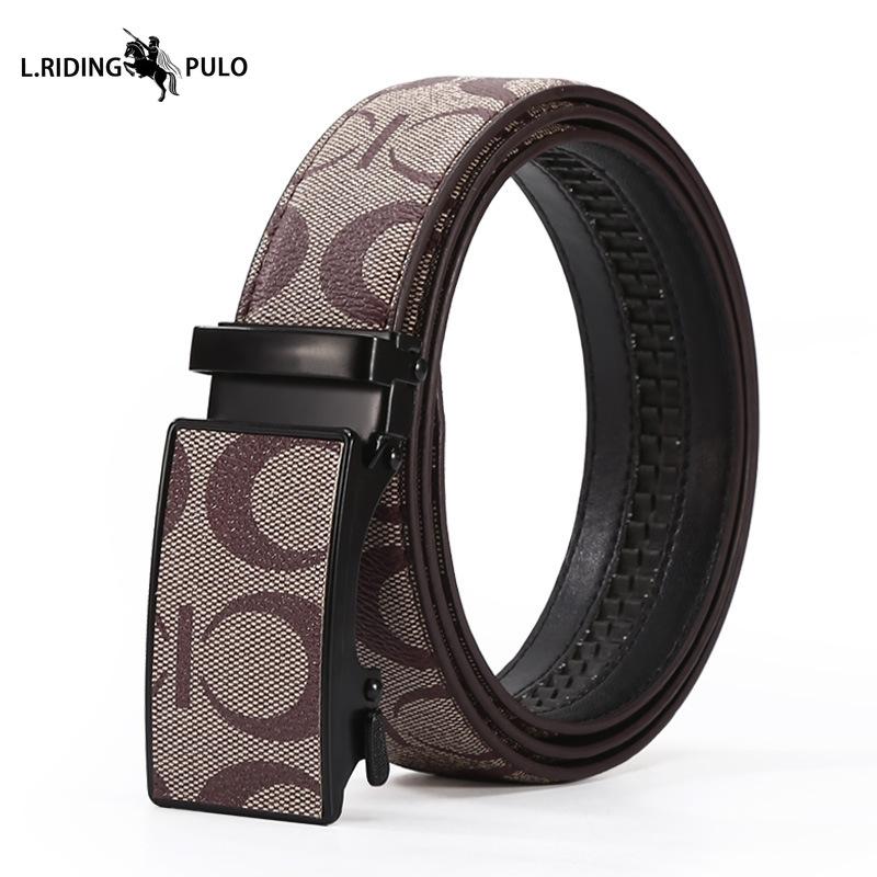 

Мужской кожаный ремень Деловой универсальный ремень с автоматической пряжкой Ремень для брюк для мужчин среднего и молодого возраста 120cm