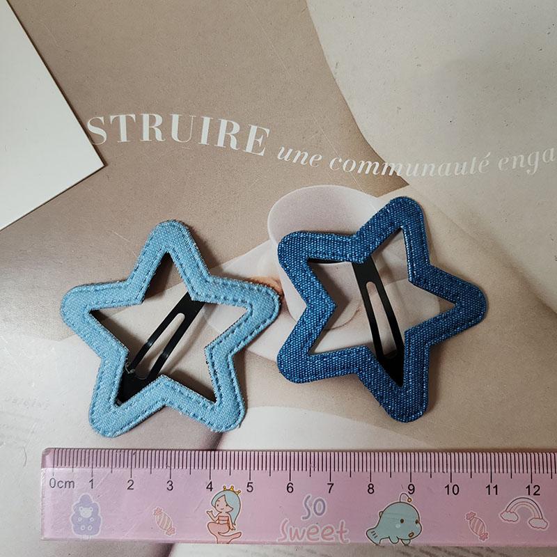 

2pc Fashion Denim Heart Star BB Hairpin Hair Side Clips for Women Girls Child Gift Hair Accessories Headwear Ornament