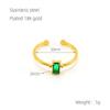 Stainless Steel Square Ring with Cubic Zirconia for Women - European & American Style Light Luxury Titanium Steel Ring