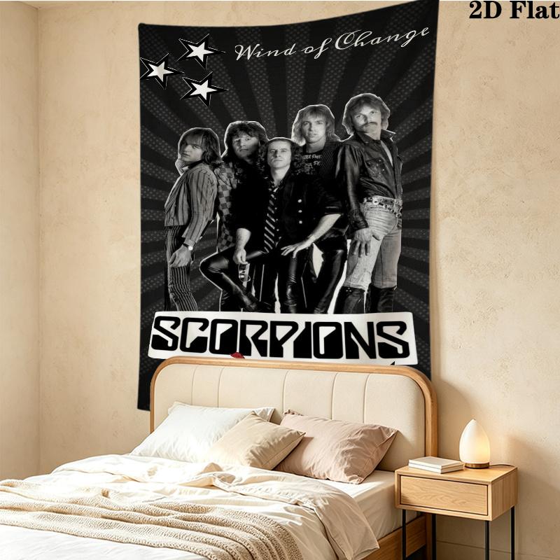 Scorpions Band Wall Tapestry Aesthetic Wall Hanging Printed Fabric Blanket Decorative Tapestries for Bedroom Living Room Home Decor