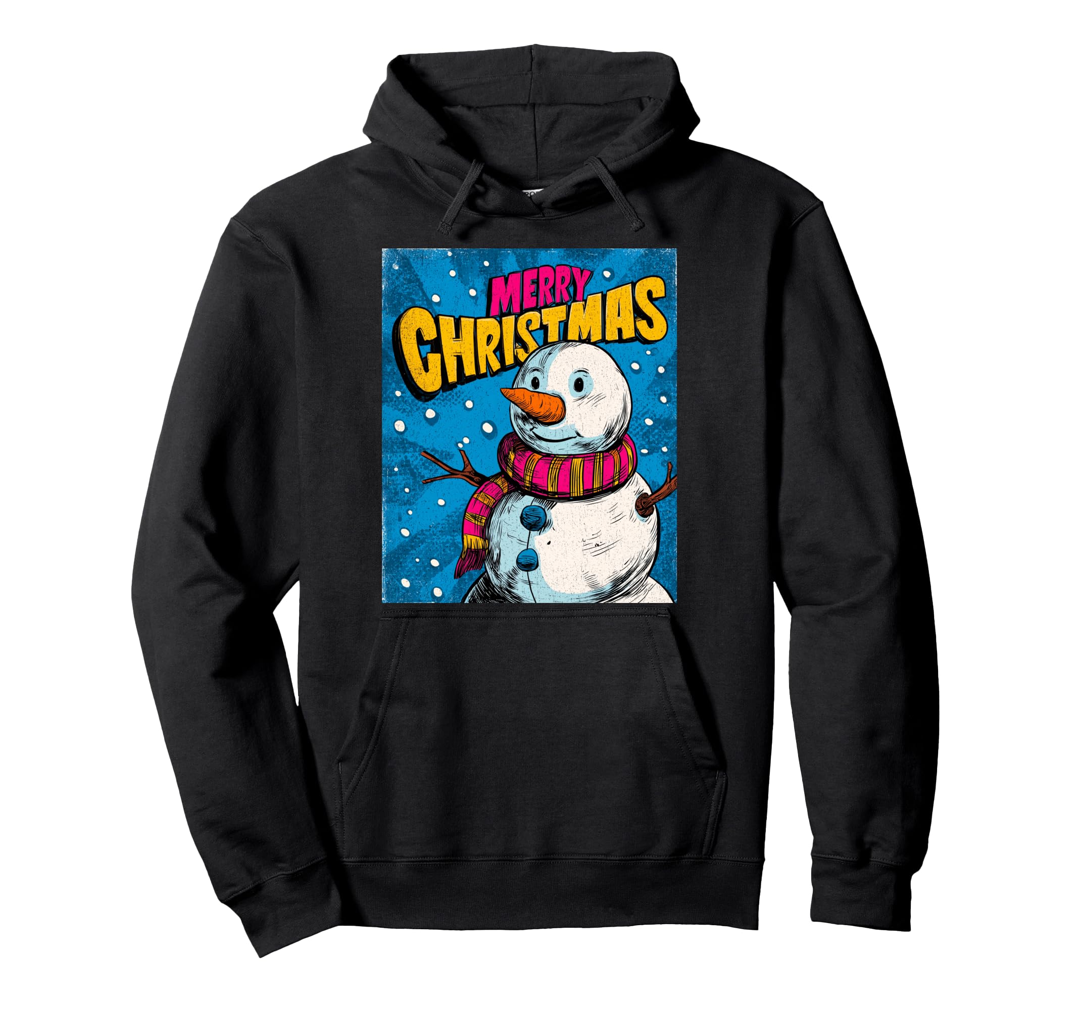 

Snowman Pop Art Merry Christmas Christmas Motif Hoodie чорний