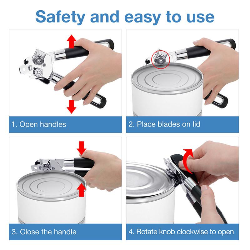 Multifunkční domácí přenosný nerezový bezpečnostní boční řez ruční otvírák na plechovky kuchyňské nářadí