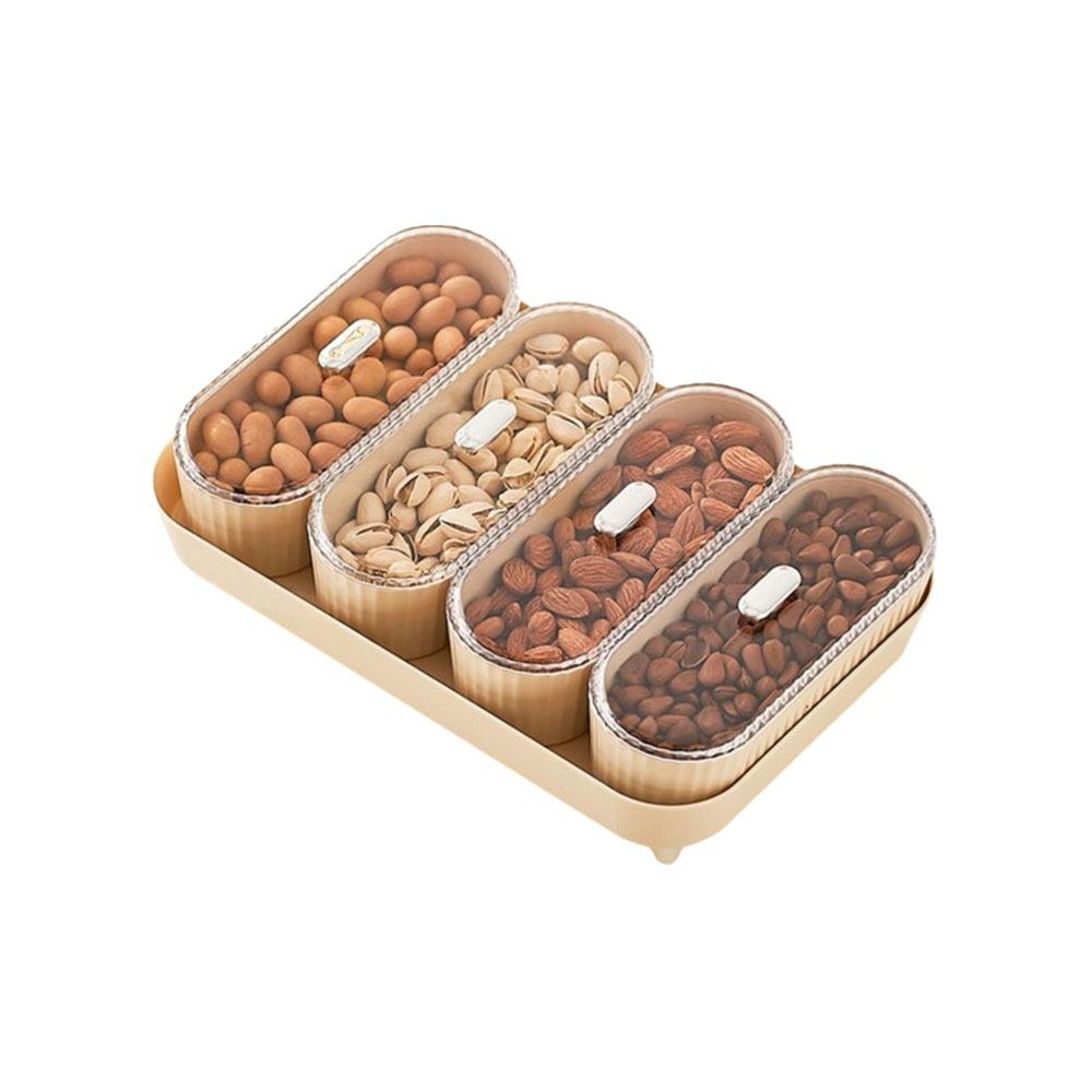 Dustproof Divided Serving Tray Moisture-proof Dessert Container Snack Dry Fruit Tray  Living Room