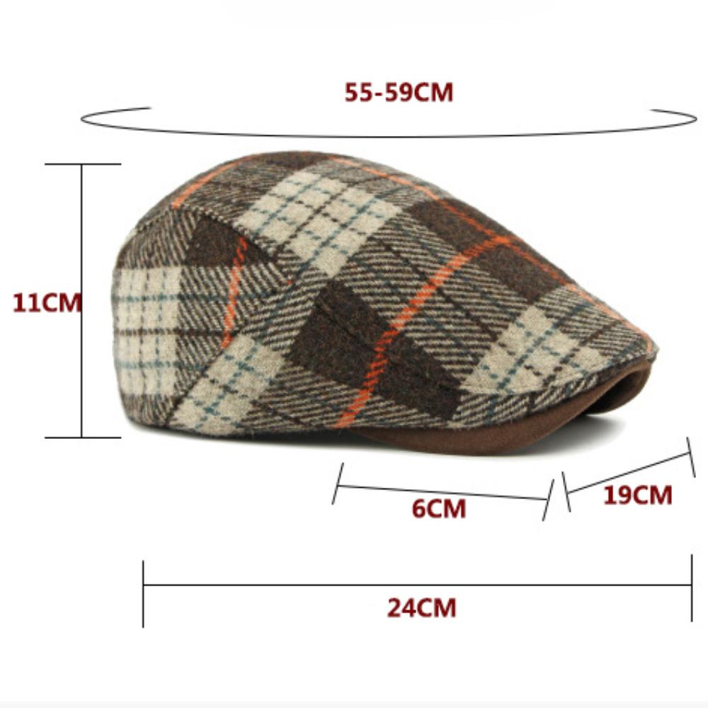 HT4903 Beret Cap New Autumn Winter Wool Beret Hat Women Plaid Artist Painter Hat Male Female Ivy Flat Cap Adjustable Mens Berets