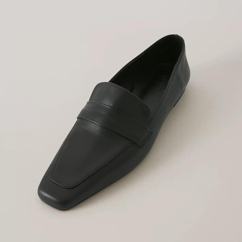 Cowhide version~ retro simple style square head flat-bottomed commuter shoes single shoes women's 2025 versatile small leather shoes loafers