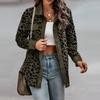 Moda mujer Otoño e Invierno leopardo grano botón abrigo chaqueta Casual suelta polar suéter abrigo