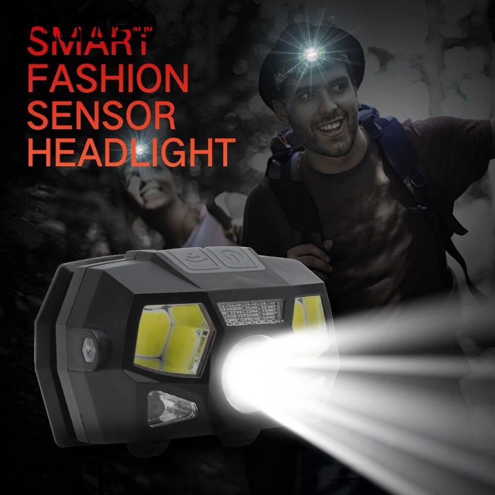 Strong Light XPE+COB+red Light USB Charging Sensing Headlights Waterproof Night Fishing for Erbium Camping Lights