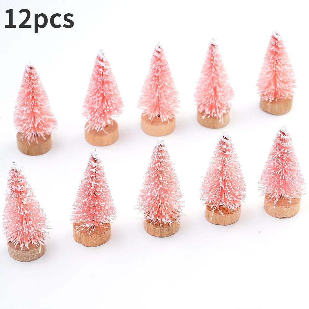 

Набор из 12 мини-искусственных елок с деревянным основанием - настольные елки-ершики для DIY-поделок и праздничного домашнего декора Other
