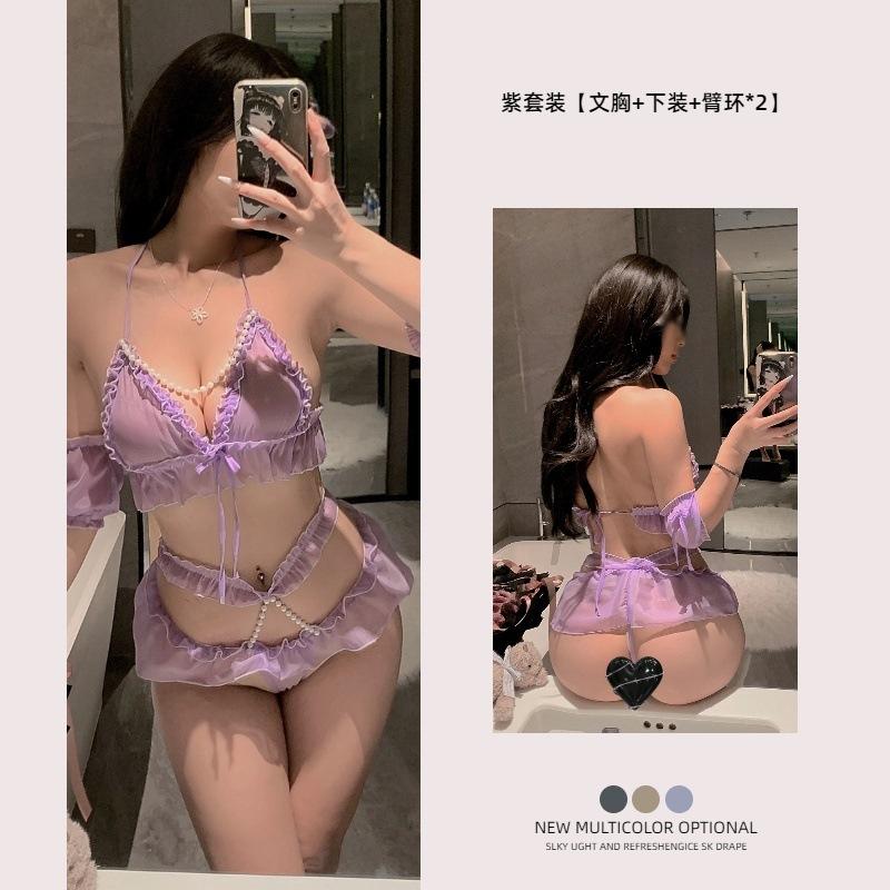 New Sexy Underwear Women's Sexy Lace Suspender Hip Skirt Uniform Temptation Three Points