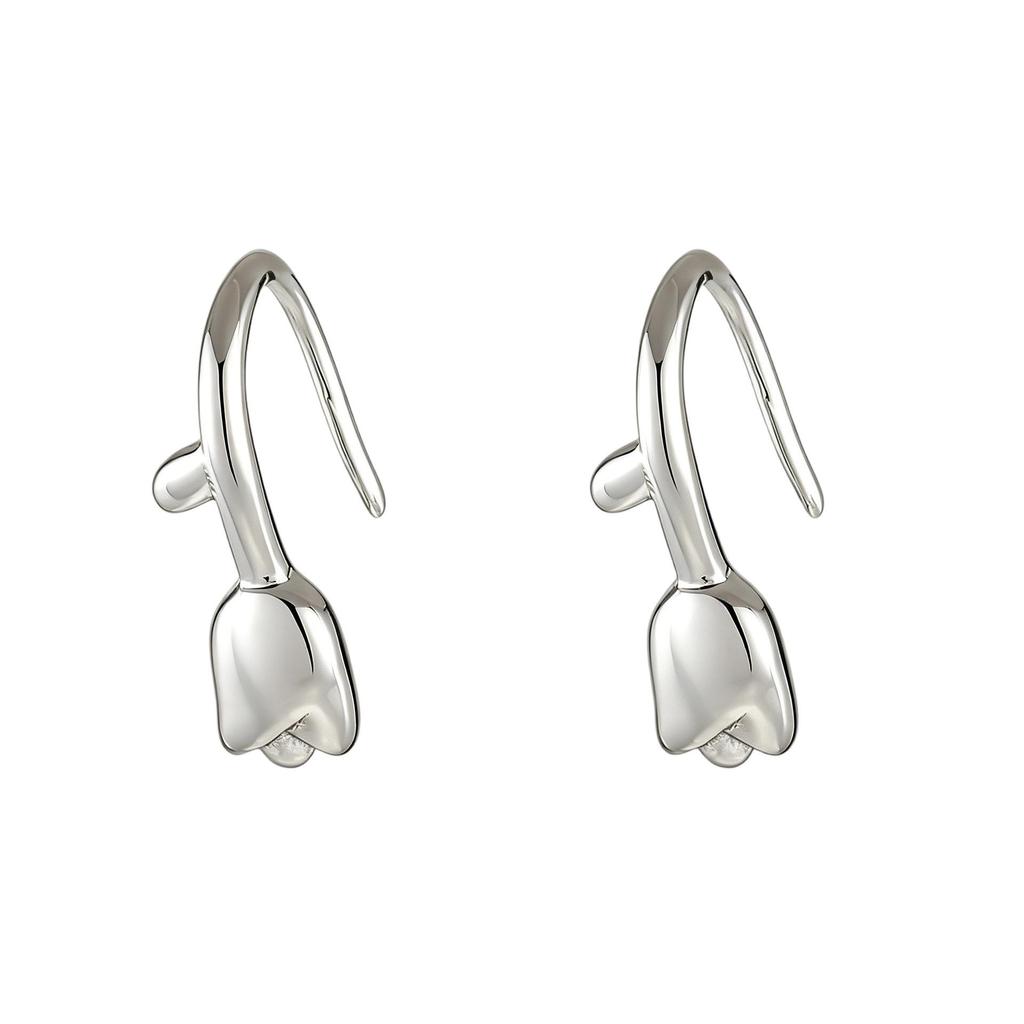 Tulip & Rose Flower Ear Hooks: Women's Japanese-Korean Forest Style Luxury Earrings