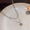 Y2K Double-Layer Star Pendant Necklace for Women Exquisite Sweet Collarbone Chain Vintage Causal Versatile Party Jewelry Gift