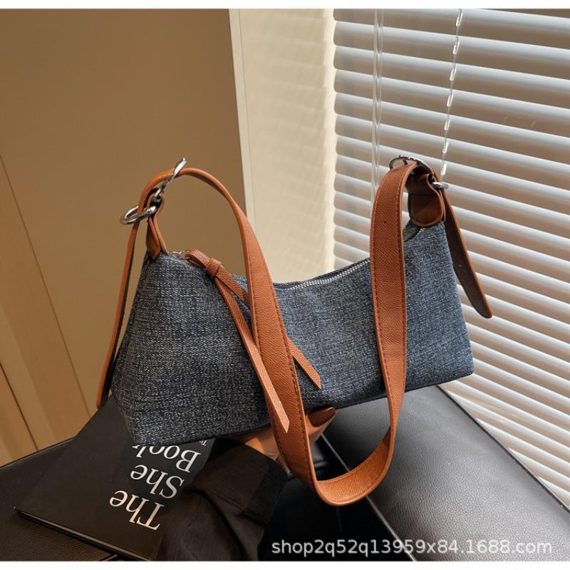 Stylish and Simple Denim Underarm Bag Casual Versatile Women's Bag Single Room Messenger Bag