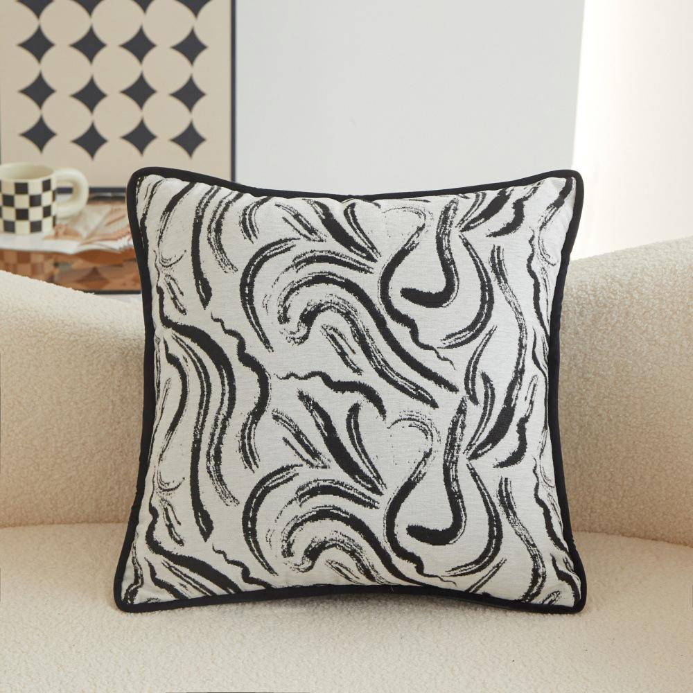 45X45Cm New Luxury Chenille Cushion Cover Nordic Black White Modern Abstract Geometry Patterns Sofa Office Pillowcase Home Decor