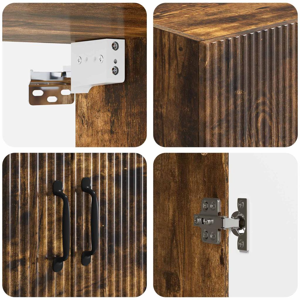 Wall Mounted Cabinet Smoked Oak Finish 59 x 31 x 60 cm Engineered Wood