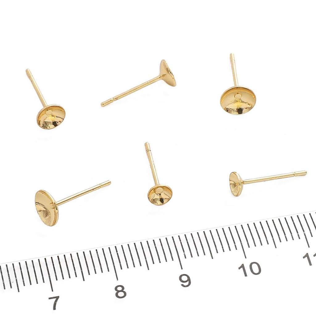 2Pcs Copper Bowl Shaped Imitation Needle Earrings For DIY Jewelry Making Craft Accessories