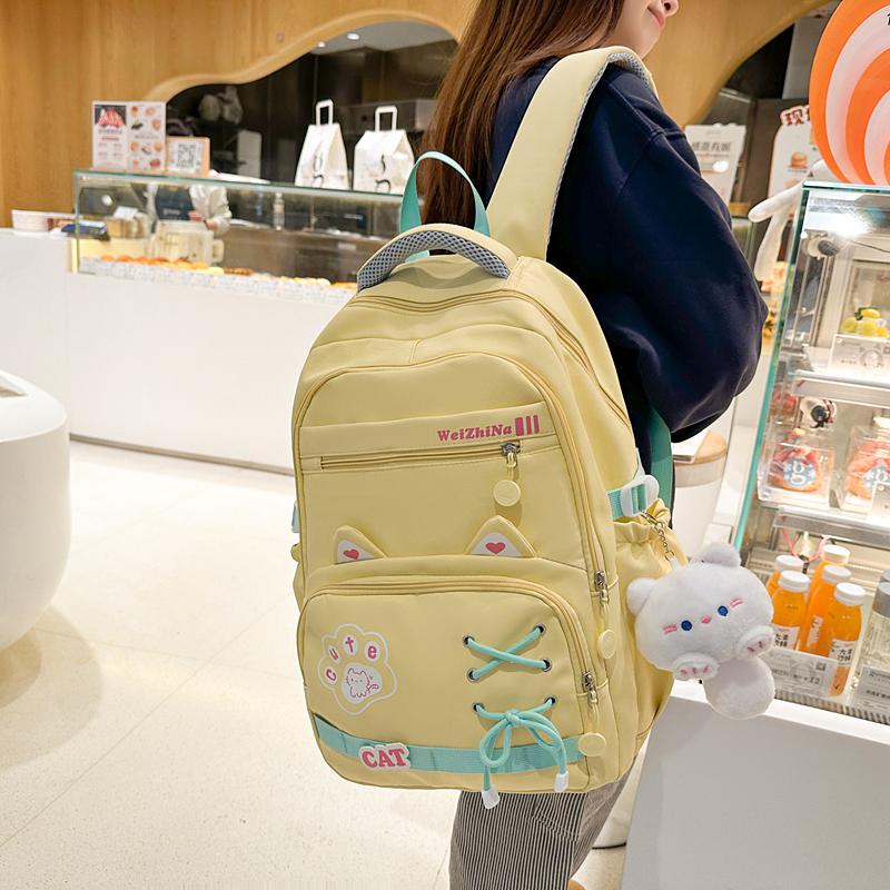 Middle School Student Schoolbag Women's Lightweight Backpack Cartoon Cat Large Capacity Backpack