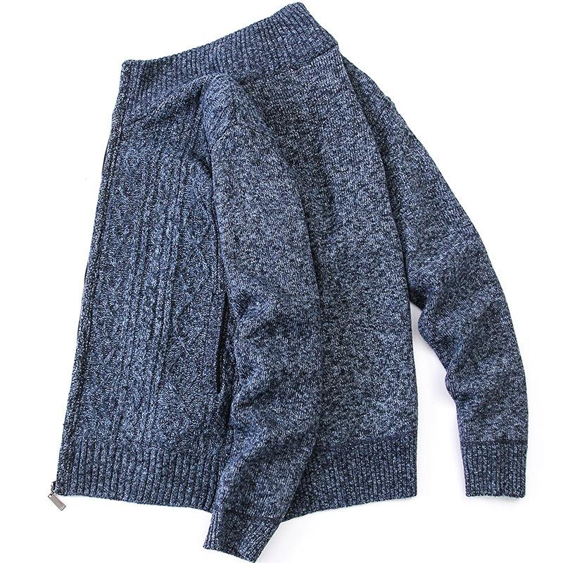 Men's Fashion Coat Winter Warm Knitted Sweater Jacket Casual Stand Collar Cardigan Coat Outdoors Jacket