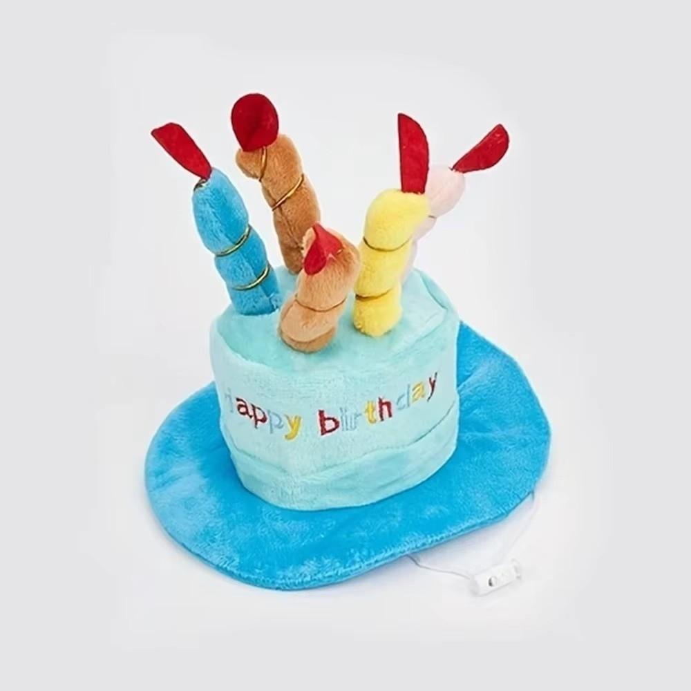 Plush Pet Birthday Hat Cute Candles Dog Hat Pet Cosplaying Birthday Cake Hat  Photography