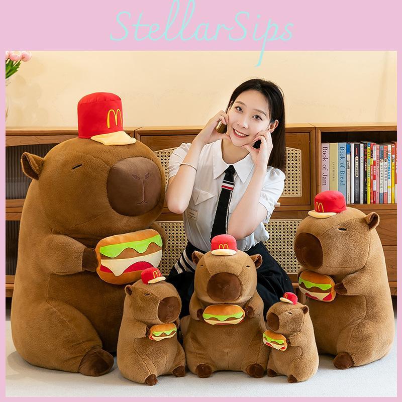 Adorable Capybara Hamburger Plush Toy Soft And Cuddly Water Pig Stuffed Animal Pillow