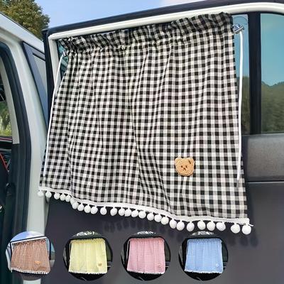 1pc Car Sunshade Curtain, UV Safeguard Suction Cup Shade Cloth, Universal Privacy Sunscreen Heat Insulation Curtain