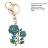 Bling Rose Keychain for Women Rhinestone Flower Keyring Accessory Sparkling Bag Charm for Purse