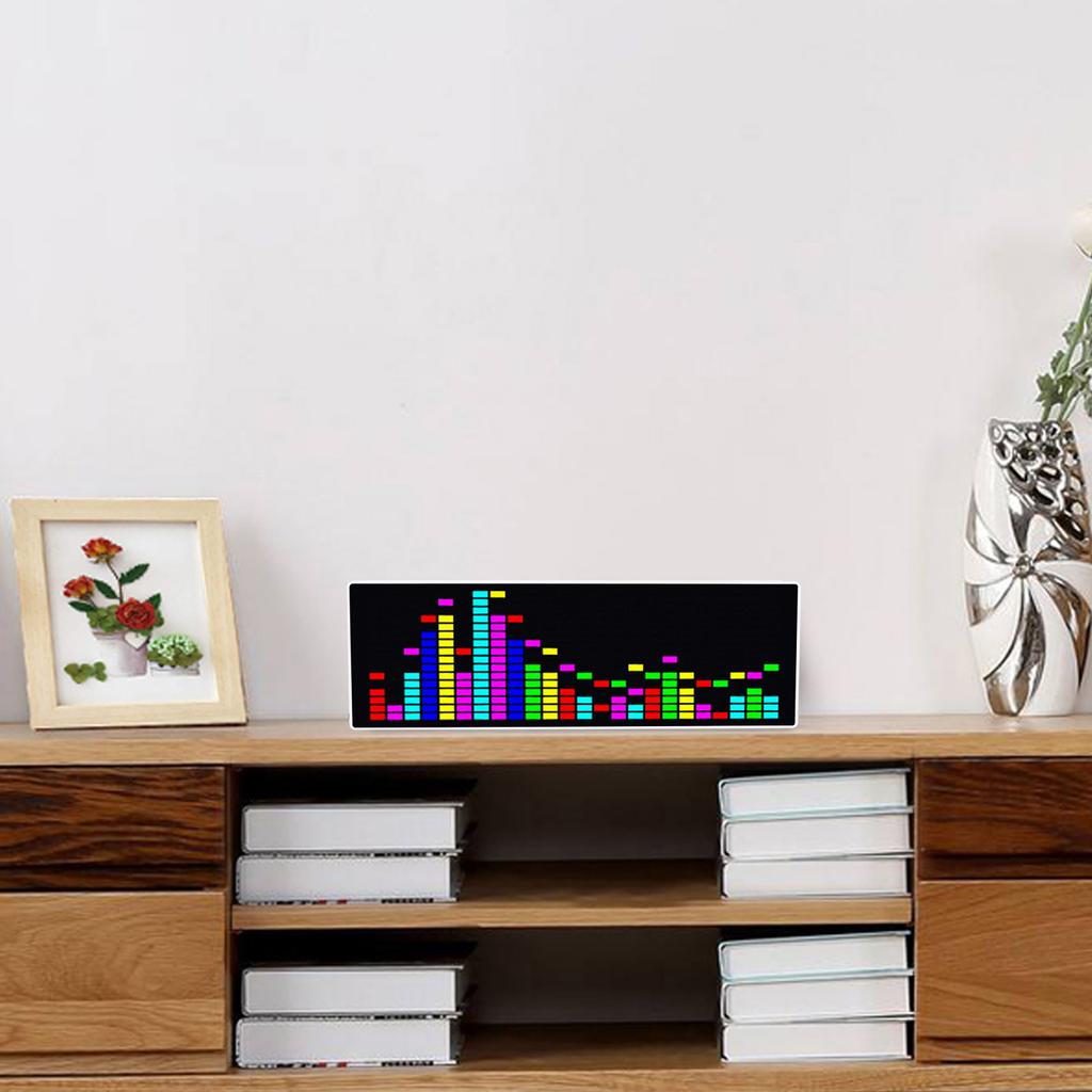 LED Music Spectrum Display 8 Brightness Modes USB Powered Electronic Clock 3 Alarm Clocks Voice or Line Controlled for Home