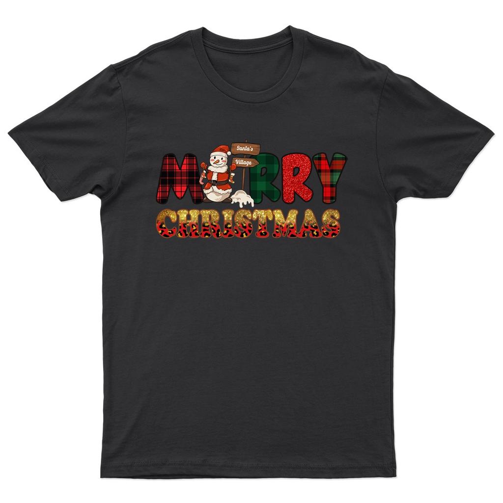 Merry Christmas Santa Village TShirt Unisex Gift Retro Funny Unisexs Vintage