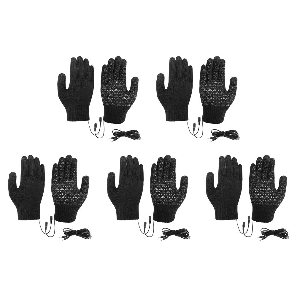 USB Heated Knitted Gloves Touch Screen Gloves Thicken Thermal Knitting Mitts Winter Cycling Gloves for Outdoor Sports Gloves