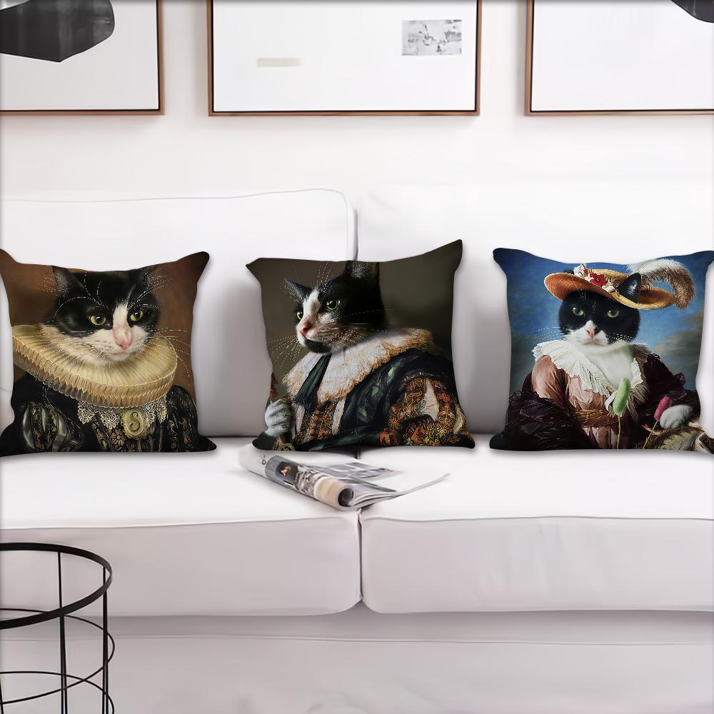 Portrait of the Palace Cat Cushion Cover Pillow Cover Decoration Room Home Sofa Living Office Car Nordic Simplicity