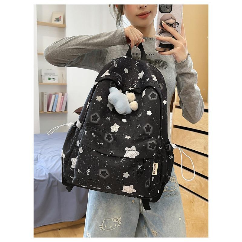 Korean Schoolbag Junior High School Girls Ins Fresh Stars High Value Backpack High School Students Large Capacity Lightweight Backpack