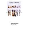 6 Pairs Of Women Earrings Acrylic Retro Style Simple Acrylic Leopard Earring Set