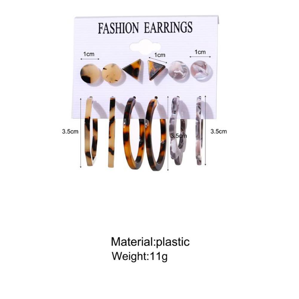 6 Pairs Of Women Earrings Acrylic Retro Style Simple Acrylic Leopard Earring Set