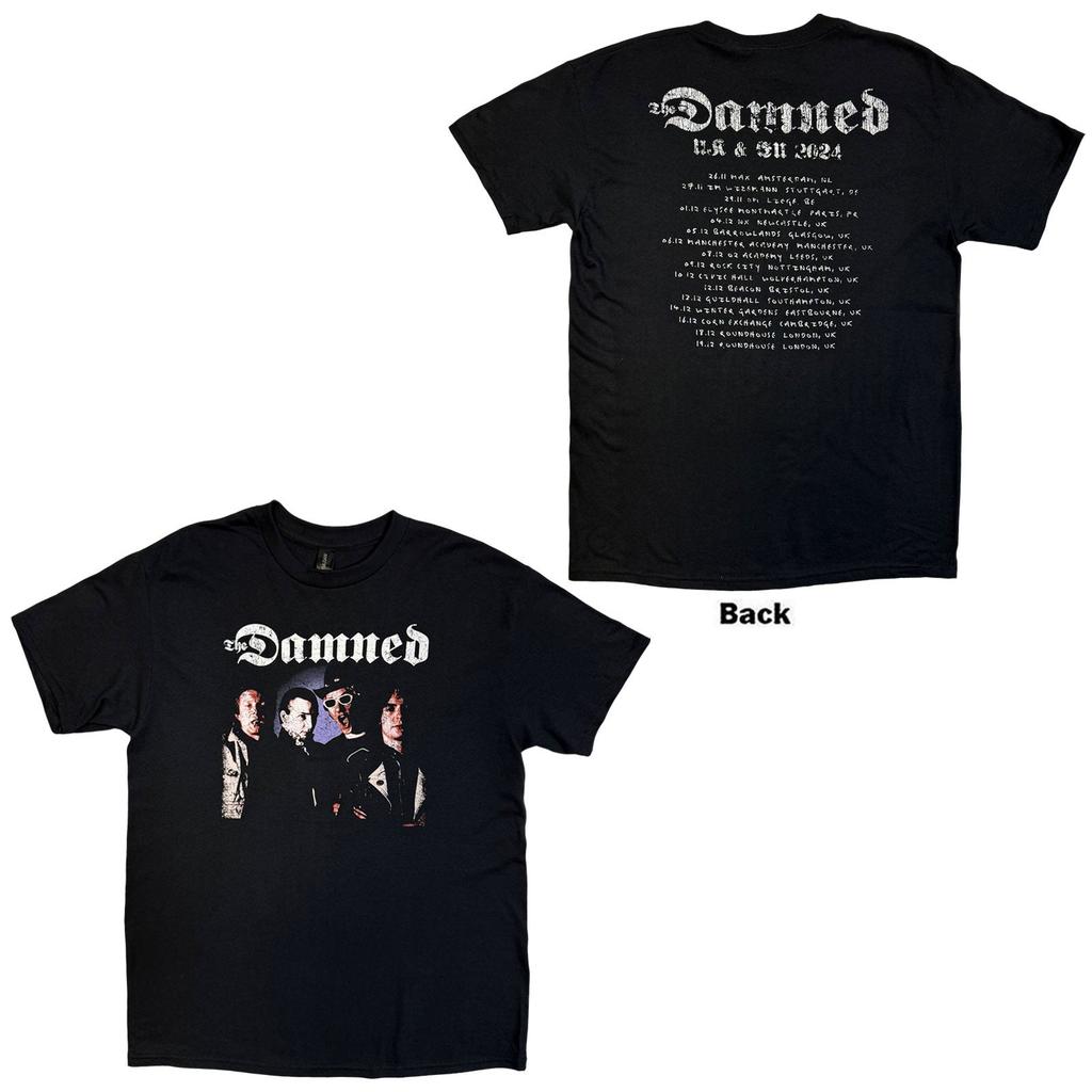 The Damned T-Shirt Foto UK EU Tour 24 Schwarzer Rückendruck ExTour OFFICI