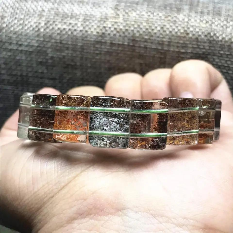 Natural Ghost Phantom Quartz Trendy Bracelet Women Men Gift Garden Crystal 12mm Beads Clear Gemstone Strands Jewelry AAAAA