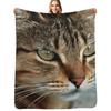 Stunning Tabby Cat Acrylic Pet Portrait Throw Blanket Portable Lightweight Blanket for Travel Camping
