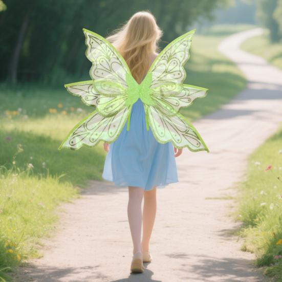 Fairy Wings for Girls Glitter Transparent Butterfly Wings Fairy Costume Halloween Angel Elf Dress Up Accessories for Masquerade Photography