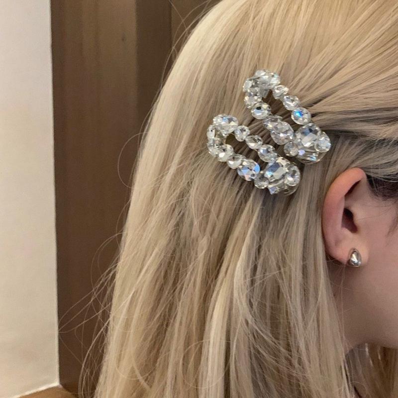 2pcs New Style Opal Stone Water Diamond Hair Clip for Women; Fragile Bangs Clip; Sweet and Cool Duckbill Clip; Head Accessories