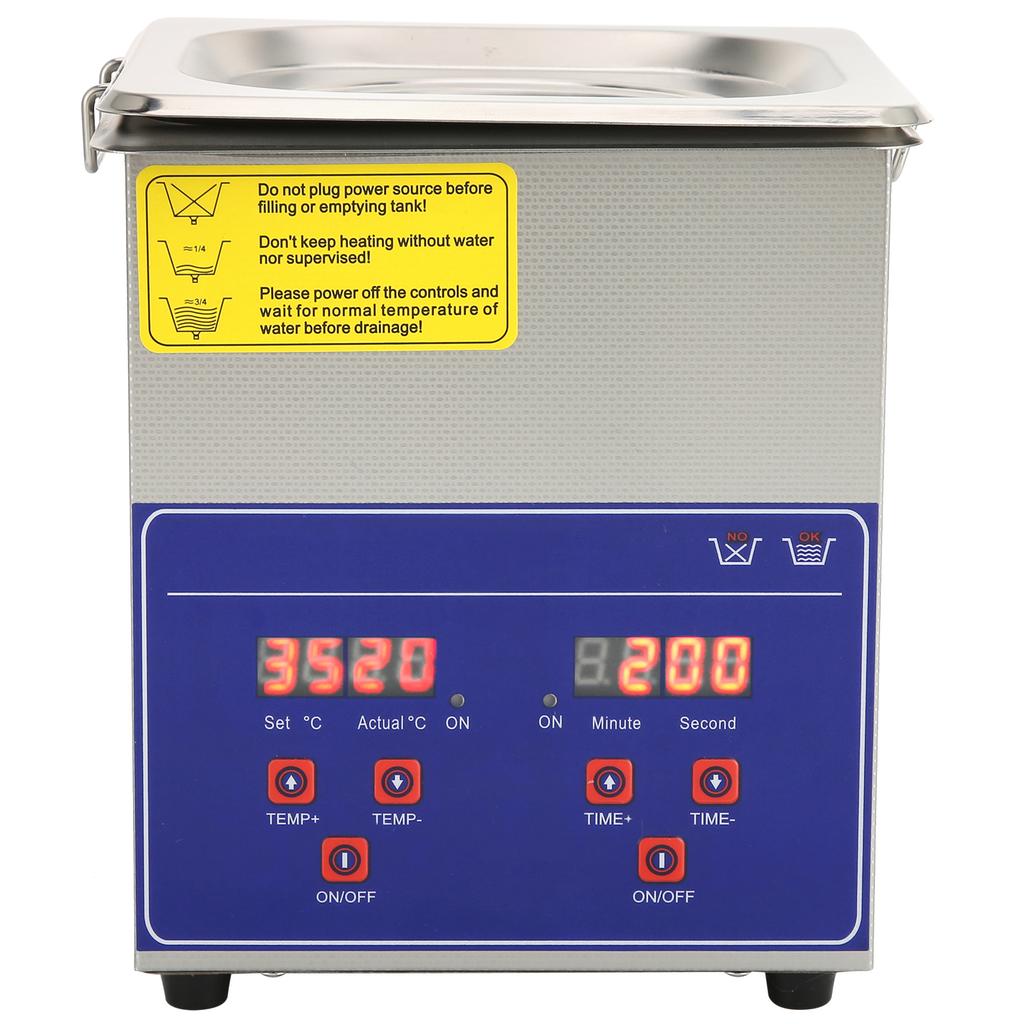 Industrial Ultrasonic Cleaner Digital Stainless Steel Heater Timer Cleaning Equipment 2L PS‑10A