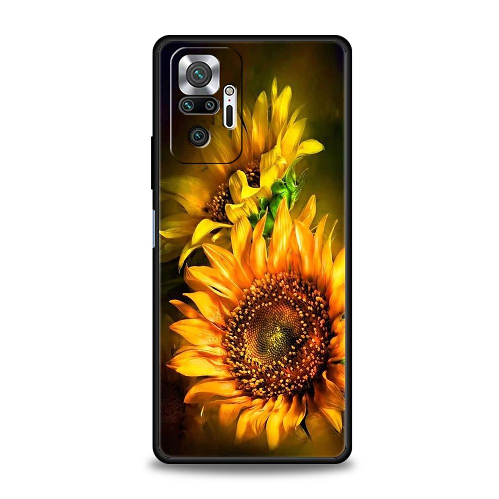 

Чехол для телефона с подсолнухом для Redmi 13C 10C Note 13 12 10 11 Pro Plus 7 8T K40 K50 Gaming Pro Plus 5G Мягкий ТПУ Корпус Capas Сумки Note 13 Pro Plus