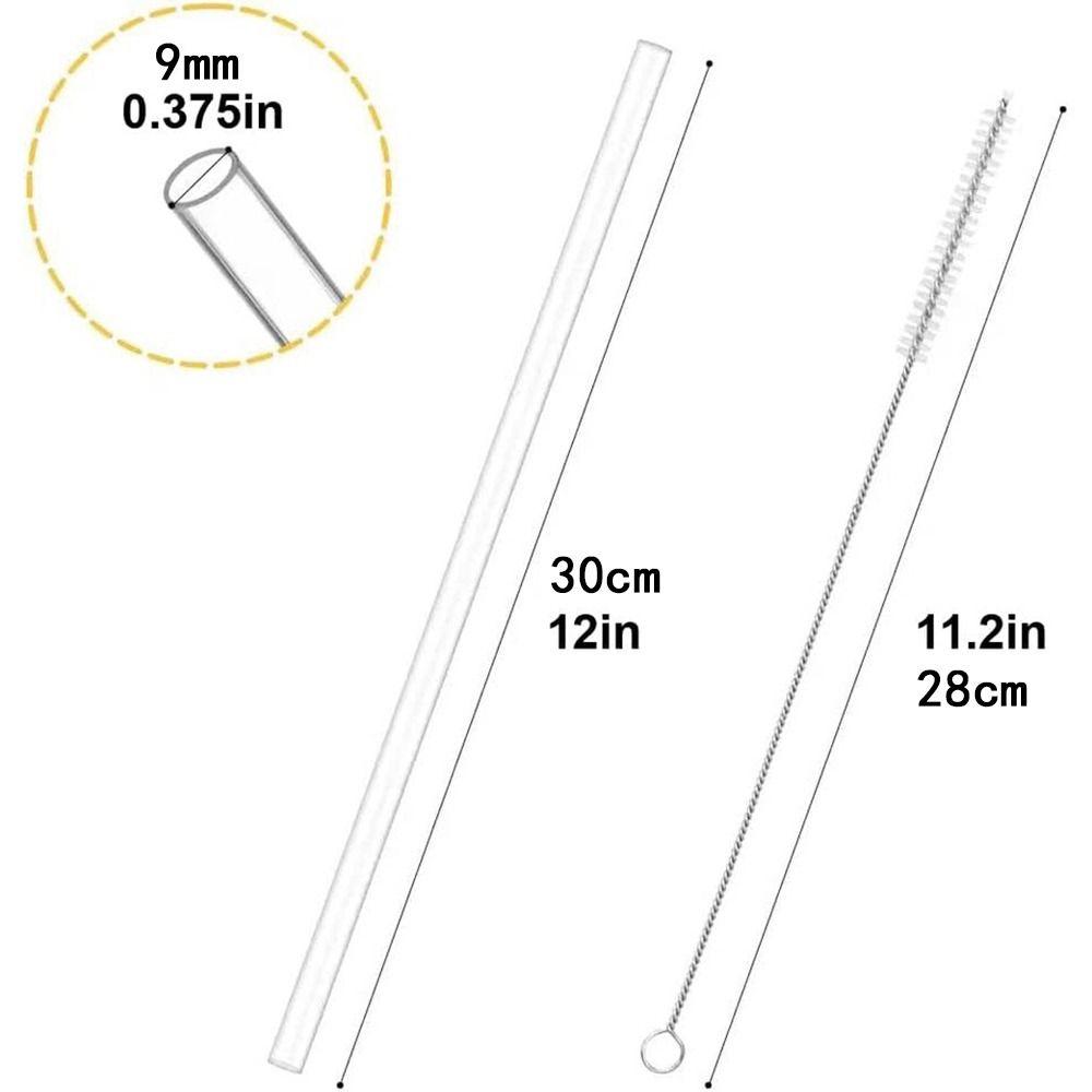 1Sets Plastic 9mm Straight Drinking Straws Vacuum Tumbler Themos Cup Bottle Replacement Straw with Brush Suitable for Tyeso Cup