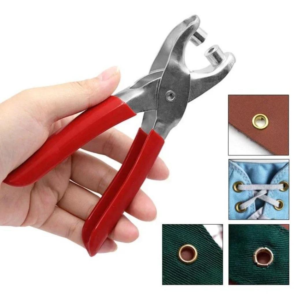 1 Set 4mm Eyelet Setter Puncher Kit Leather Hole Plier Buckle Fixation Sewing Tool Watchband Strap Household Leathercraft Accessories