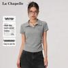La Chapelle Women's Ruched Lapel Short Sleeve T-Shirt
