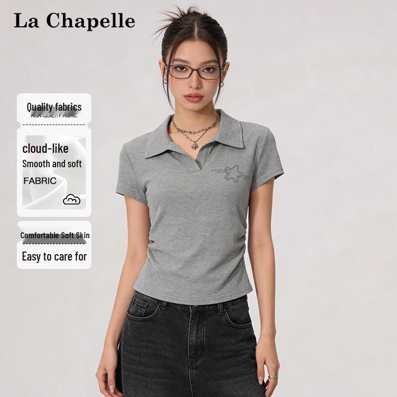 

Женская футболка La Chapelle с драпировкой на лацканах, с коротким рукавом L