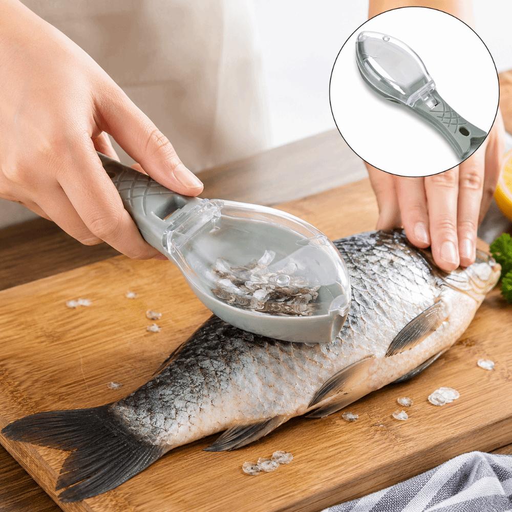 with Container Fish Cleaning Tool Fast Remove Fish Skin Brush Home Kitchen Cooking