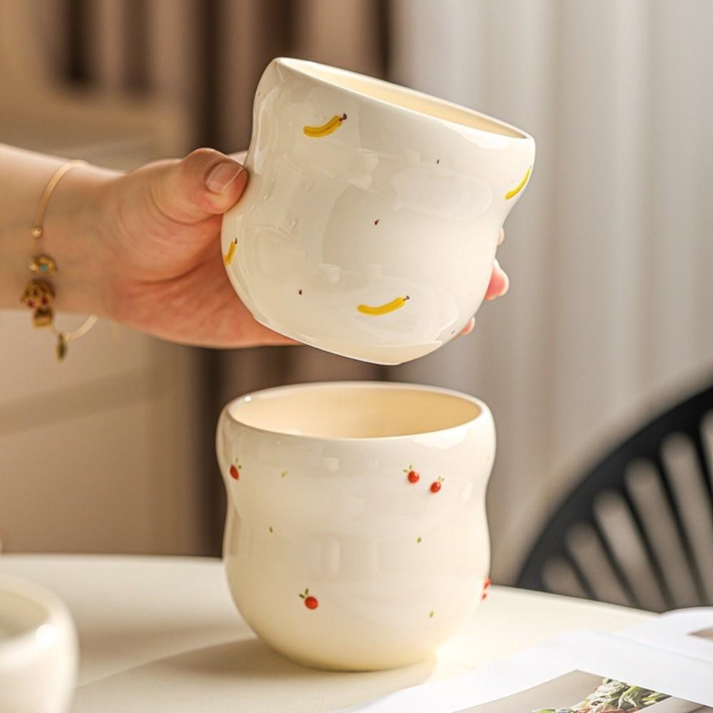 Hand-painted Ceramic Mug Embossed Fruit Water Cup Exquisite Coffee Cup  Gift Giving