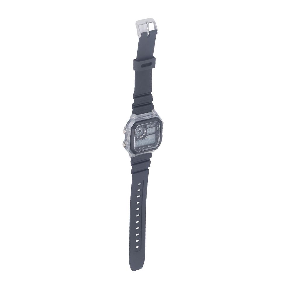 Electronic Sports Watch 12 24 Hours Waterproof Digital Wrist Watch with Luminous Alarm Timing Function Transparent