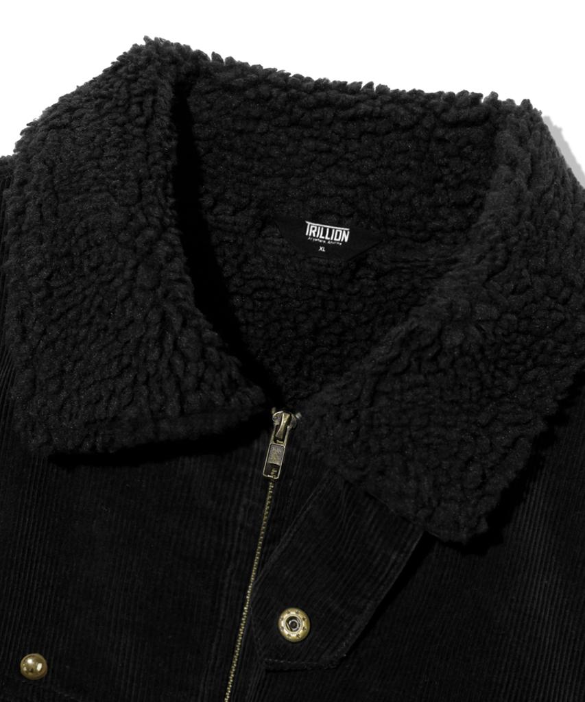 Trillion Sherpa Corduroy Studded Western Jacket_Black