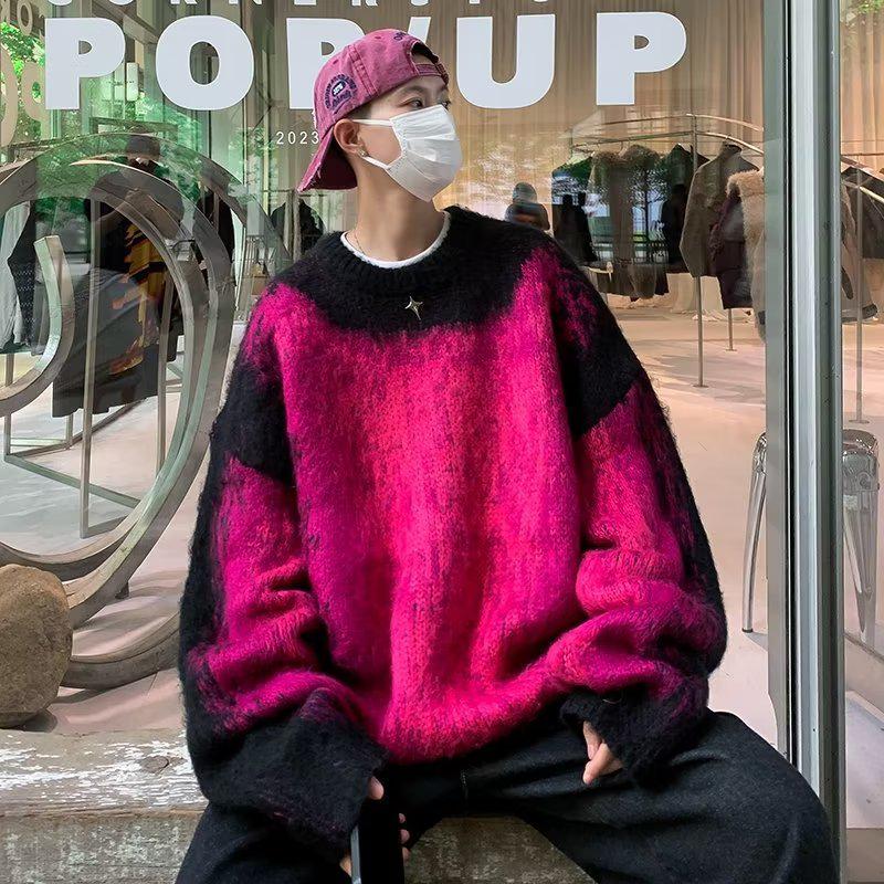 

Жаккардовый свитер с круглым вырезом в клетку: Модная легкая роскошь для осени и зимы Medium красный