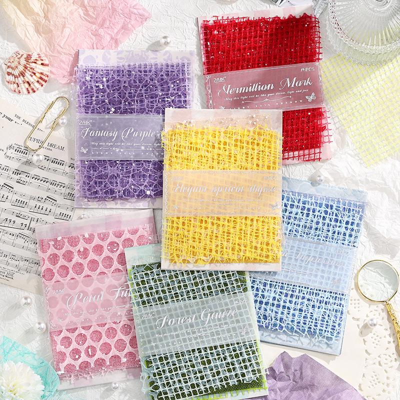 Yue Zhen Light Mesh Handmade Patchwork Material Pack - Non-Adhesive Journal Paper