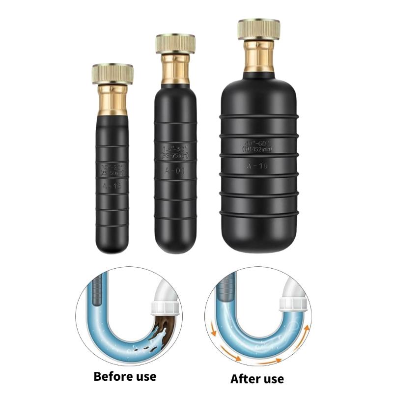 3Pcs Drain Cleaning Bladders Rubber Drain Cleaner Kitchen Plumbing Hair Clog Remover Fits 1 To 6inch Drain Pipe